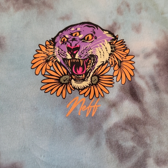 Neff Mens T-Shirt Large Tie Dye 3 Eyed Tiger Back Graphic Skater Streetwear NEW - Picture 12 of 12
